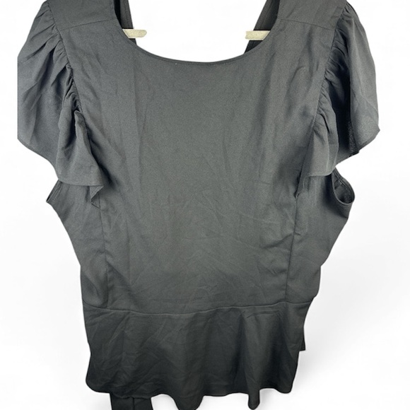 Loft Plus Women's Wrap Top Flutter Peplum Top Black Casual Chic Size 24 - Picture 5 of 6